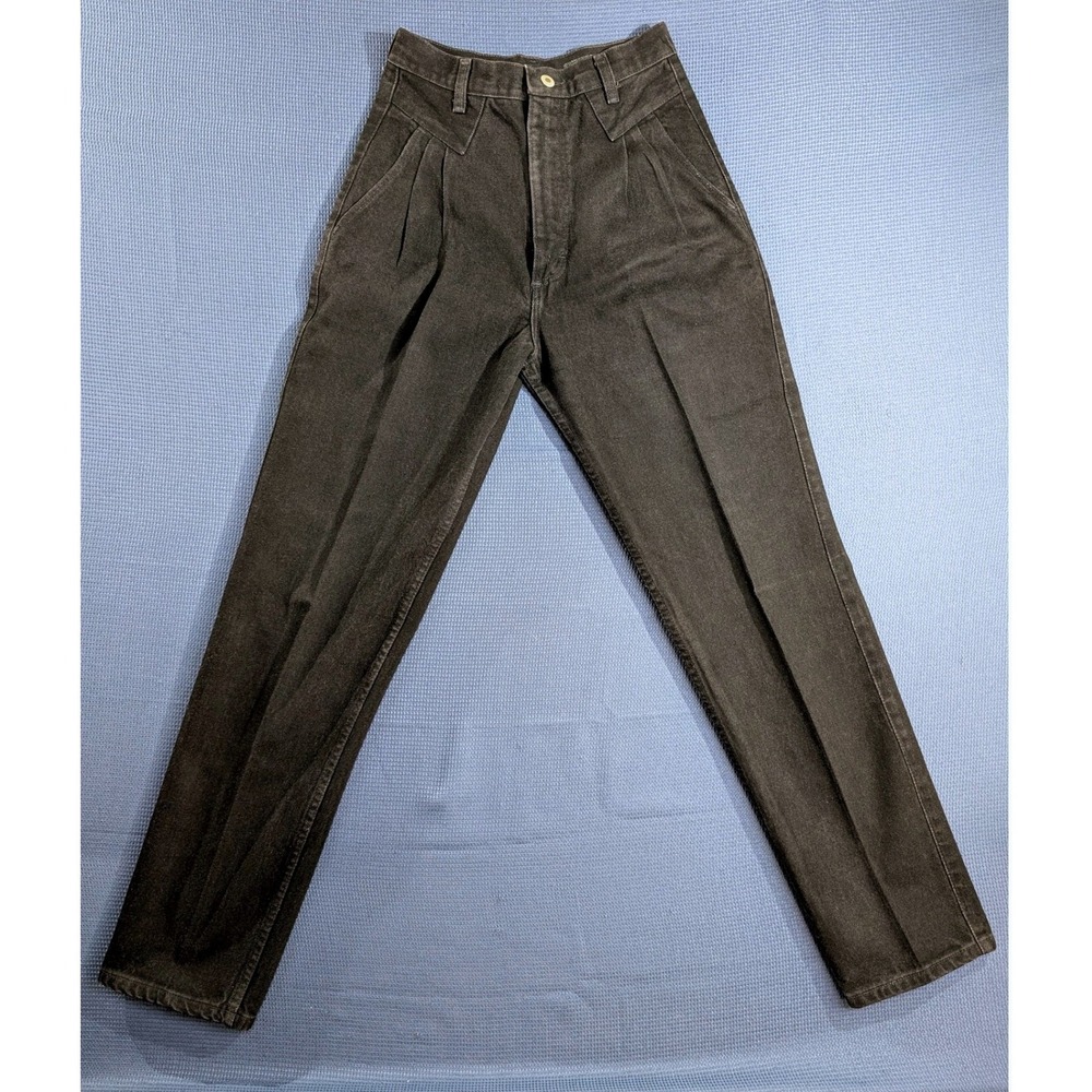 Vintage Wrangler Black Pleated Yoke High Waist Jeans made in USA Size 25x31